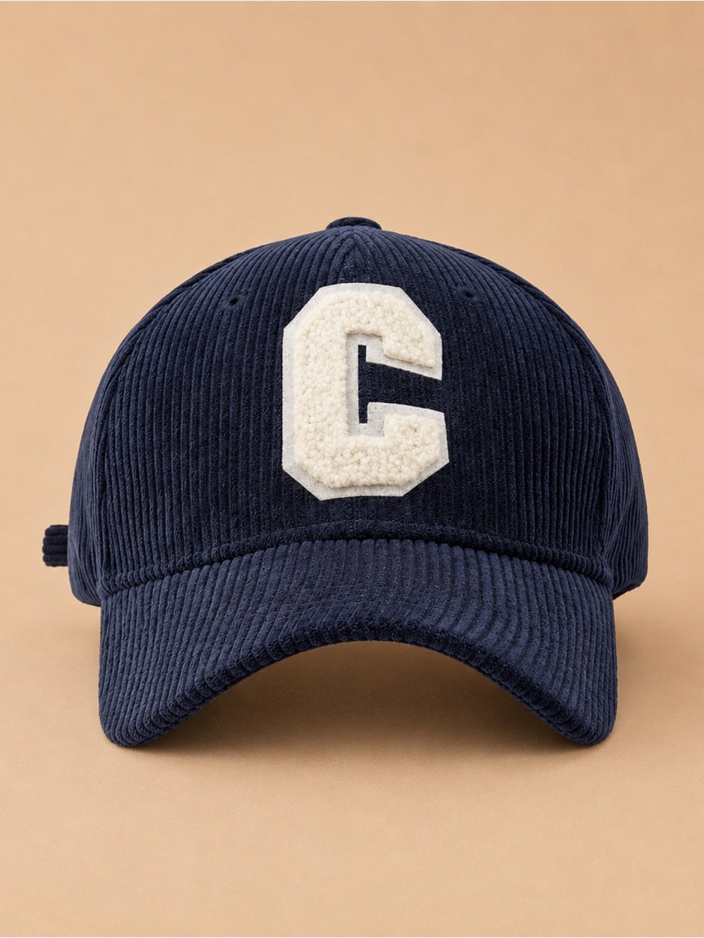 Corduroy Navy Baseball Cap with Cream 'C' Patch